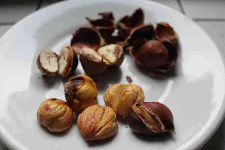 Castagne al forno aperte