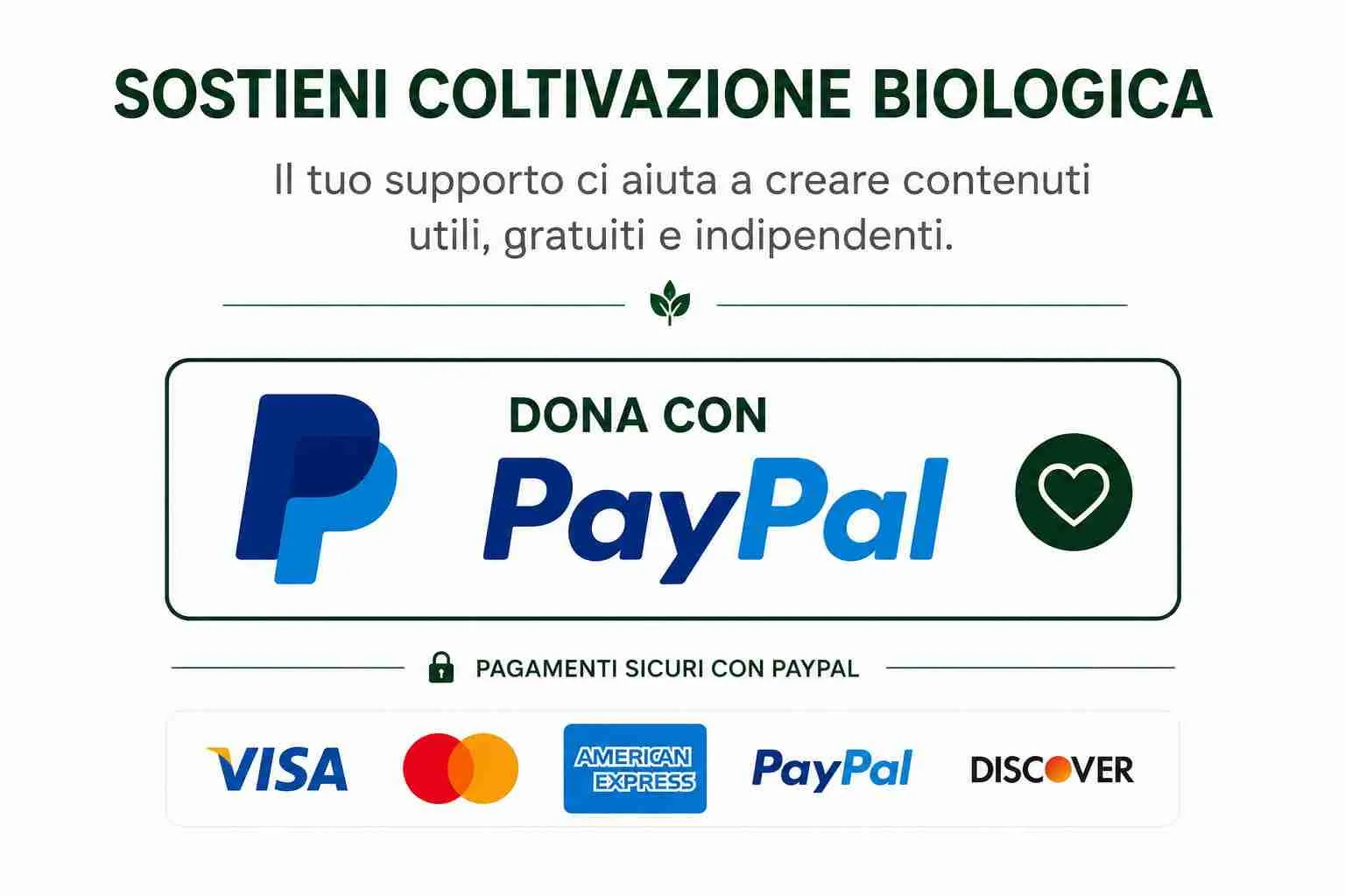 Sostieni Coltivazione Biologica con una donazione PayPal